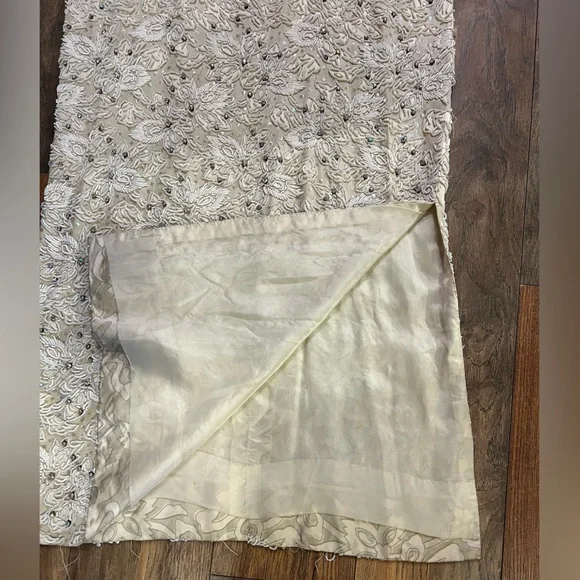 Vintage 1970s HEFTCO Beaded Wedding Gown, Matching Corset Vest Rhinestone Detail - Picture 14 of 17